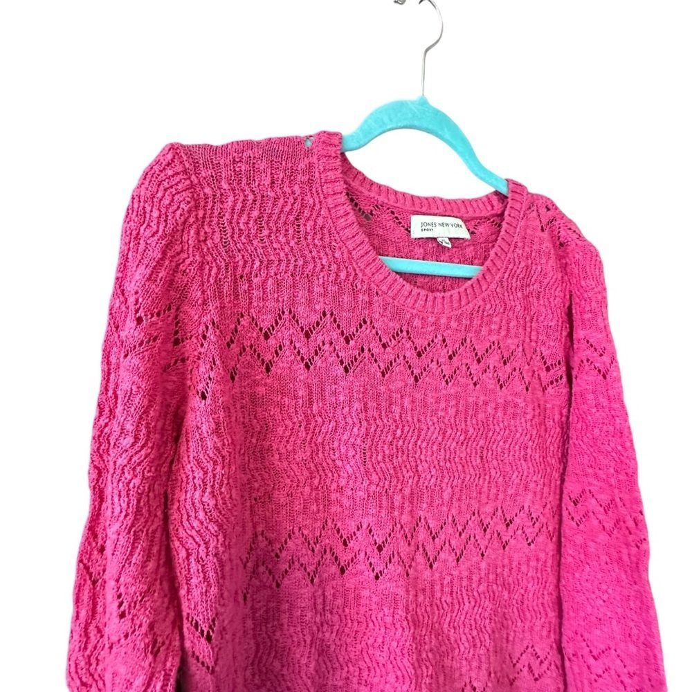 🔴 5 for $40 SALE! 
Jones New York Hot Pink Crew Neck Loose Knit Sweater sz XL - Picture 3 of 12